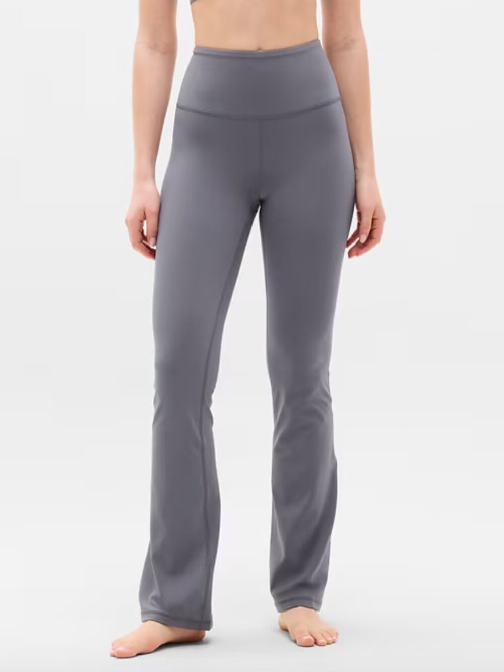 Athleta Ulta High Rise Elation Flare Yoga Pants Slate Gray LP EUC